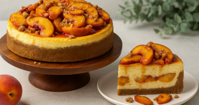 🍑 Torta de Pêssego Cheesecake: Uma Sobremesa Irresistível que Encanta no Primeiro Pedaço